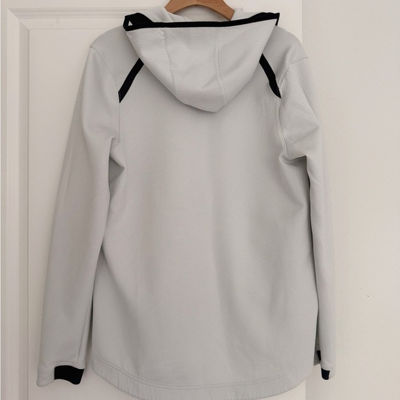 Nike women’s white w/black accents full zip hooded athletic sweater size large - Picture 2 of 4